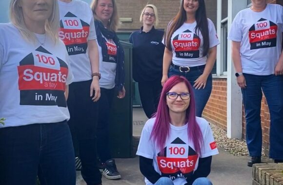 27,899…27,900! SYNETIQ get squatting to raise £1,425 for housing and homelessness charity